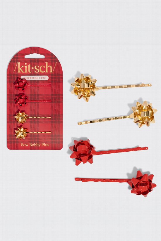 Holiday Bow Bobby Pin 4pc 2